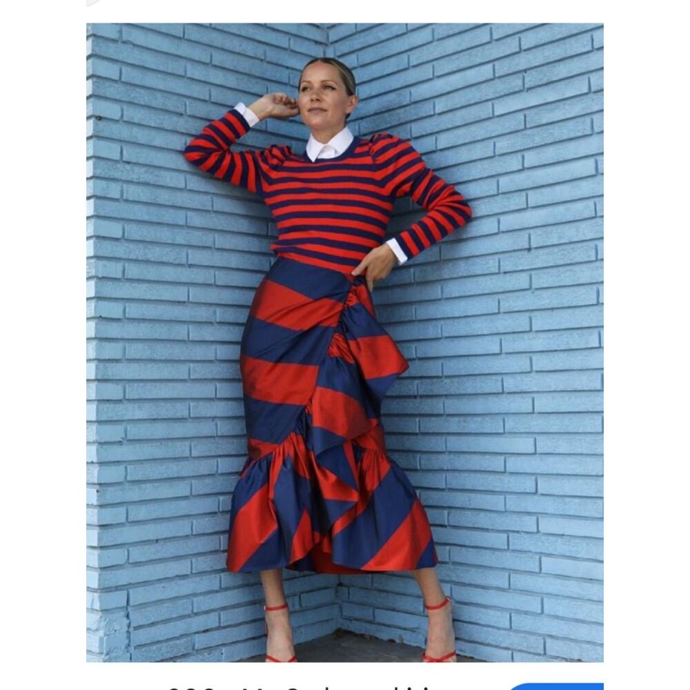 J.Crew Rugby Stripe ruffle faux wrap style skirt 0